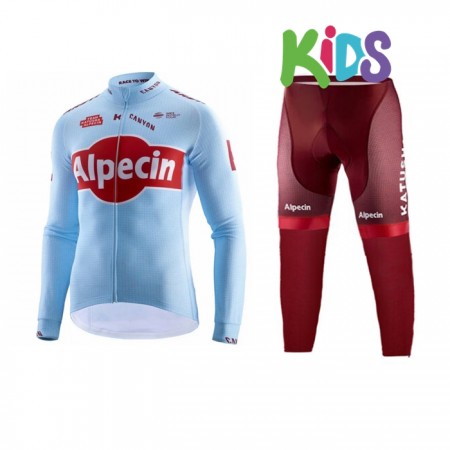 Set Langarmtrikot + Radhose Lange 2019 Team Katusha Alpecin Kinder N001